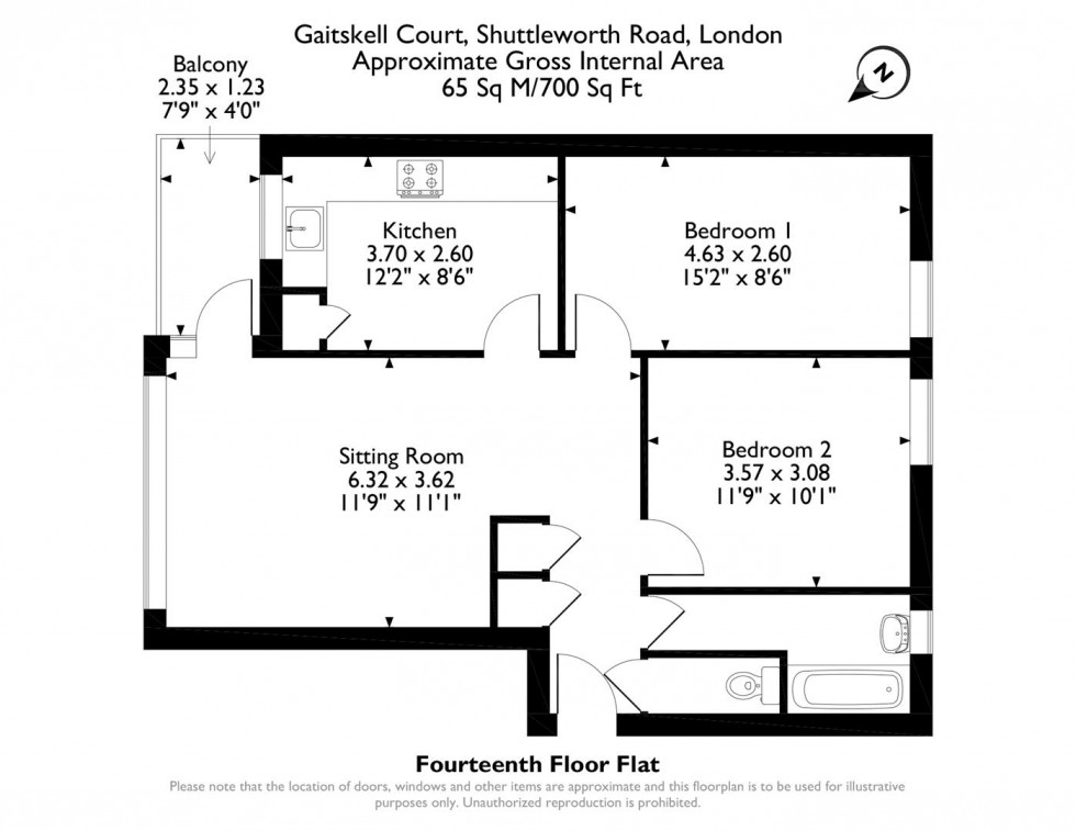 Floorplan for Shuttleworth Road, London